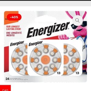 New Energizer Hearing Aid Batteries Size 13   EZ Turn & Lock 24 Pack